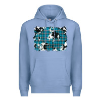 Colony Blue winter plaid cowhide pattern background Premium Hoodie - RanaPortraitStore