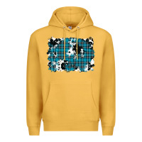 Mustard winter plaid cowhide pattern background Premium Hoodie - RanaPortraitStore