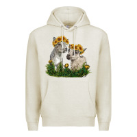 Oatmeal Heather baby goats Premium Hoodie - RanaPortraitStore