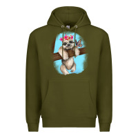 Army Green baby sloth Premium Hoodie - RanaPortraitStore