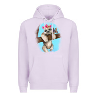 Lilac baby sloth Premium Hoodie - RanaPortraitStore