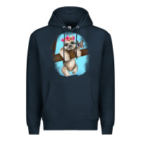 Navy baby sloth Premium Hoodie - RanaPortraitStore
