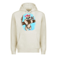 Oatmeal Heather baby sloth Premium Hoodie - RanaPortraitStore