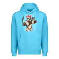 Ocean Blue baby sloth Premium Hoodie - RanaPortraitStore