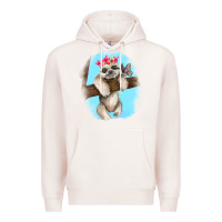 Pale Pink baby sloth Premium Hoodie - RanaPortraitStore