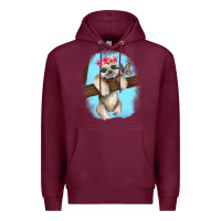 Burgundy baby sloth Premium Hoodie - RanaPortraitStore