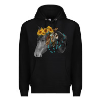 Black black and white western horse Premium Hoodie - RanaPortraitStore