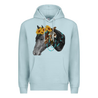 Blue Mist black and white western horse Premium Hoodie - RanaPortraitStore