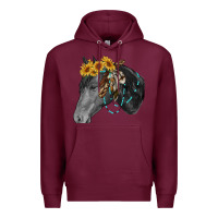 Burgundy black and white western horse Premium Hoodie - RanaPortraitStore