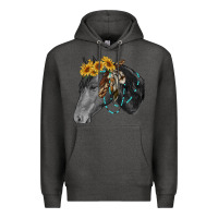 Charcoal Heather black and white western horse Premium Hoodie - RanaPortraitStore