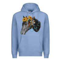 Colony Blue black and white western horse Premium Hoodie - RanaPortraitStore