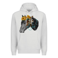 Dove Grey black and white western horse Premium Hoodie - RanaPortraitStore