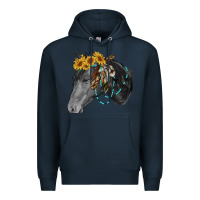 Navy black and white western horse Premium Hoodie - RanaPortraitStore
