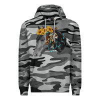 Slate Camo black and white western horse Premium Hoodie - RanaPortraitStore