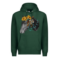 Sports Green black and white western horse Premium Hoodie - RanaPortraitStore