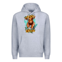 Heather Grey baby cow in a bucket Premium Hoodie - RanaPortraitStore