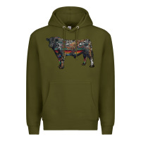 Army Green black angus bull with western patterns Premium Hoodie - RanaPortraitStore