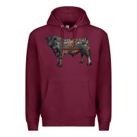 Burgundy black angus bull with western patterns Premium Hoodie - RanaPortraitStore