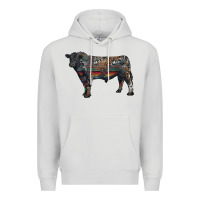 Dove Grey black angus bull with western patterns Premium Hoodie - RanaPortraitStore