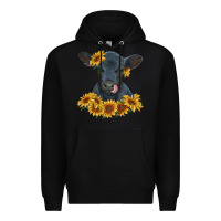 Black black angus calf with sunflowers Premium Hoodie - RanaPortraitStore