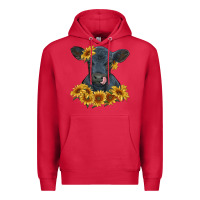 Cardinal black angus calf with sunflowers Premium Hoodie - RanaPortraitStore