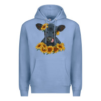 Colony Blue black angus calf with sunflowers Premium Hoodie - RanaPortraitStore