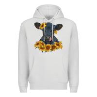 Dove Grey black angus calf with sunflowers Premium Hoodie - RanaPortraitStore