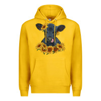 Lemon black angus calf with sunflowers Premium Hoodie - RanaPortraitStore