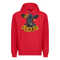 Red black angus calf with sunflowers Premium Hoodie - RanaPortraitStore