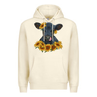 Sandshell black angus calf with sunflowers Premium Hoodie - RanaPortraitStore