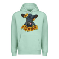 Seafoam black angus calf with sunflowers Premium Hoodie - RanaPortraitStore