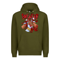 Army Green red sneaker girl afro woman Premium Hoodie - RanaPortraitStore