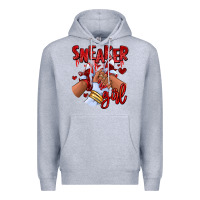 Heather Grey red sneaker girl afro woman Premium Hoodie - RanaPortraitStore
