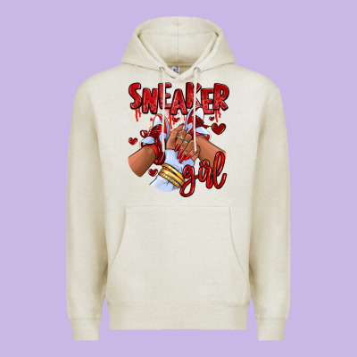 Red Sneaker Girl Afro Woman Premium Hoodie Designed By Ranaportraitstore