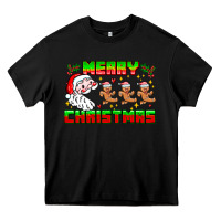 Black Merry Christmas Heavy Core Tee - CowhideDigitalArt