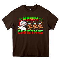 Chocolate Brown Merry Christmas Heavy Core Tee - CowhideDigitalArt