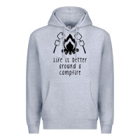 Heather Grey life is better around a campfire Premium Hoodie - Unal Design