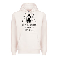 Pale Pink life is better around a campfire Premium Hoodie - Unal Design