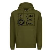 Army Green lets get lost Premium Hoodie - Unal Design