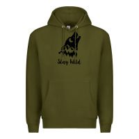 Army Green stay wild Premium Hoodie - Unal Design