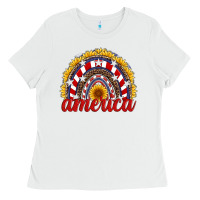 White america sunflower rainbow Ladies Tee - Artiststas