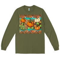 Army Green fall pumpkin Long Sleeve Tee - BarkalooDesign