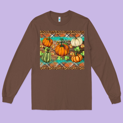 Fall Pumpkin Long Sleeve Tee Designed By Barkaloodesign