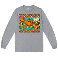 Heather Grey fall pumpkin Long Sleeve Tee - BarkalooDesign