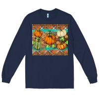 Navy fall pumpkin Long Sleeve Tee - BarkalooDesign