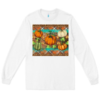 White fall pumpkin Long Sleeve Tee - BarkalooDesign