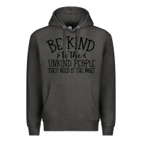 Charcoal Heather be kind Premium Hoodie - Unal Design