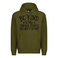Army Green be kind Premium Hoodie - Unal Design