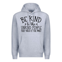 Heather Grey be kind Premium Hoodie - Unal Design