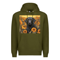 Army Green black lab Premium Hoodie - Unal Design